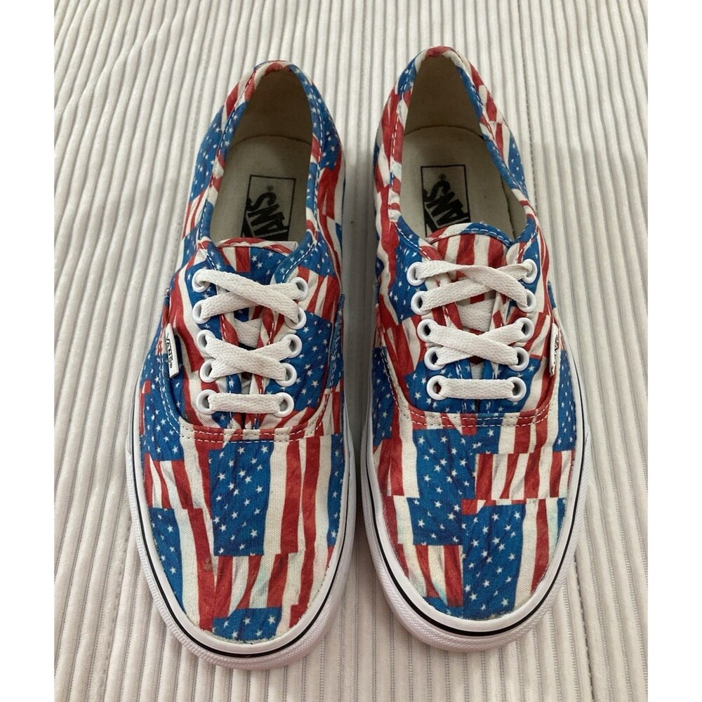 Vans Flag Sneakers Unisex M7.5 W9 USA Stars Stripes Patriotic Skater Shoes - Picture 2 of 8